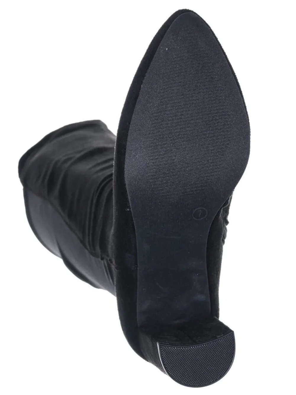 Wild Diva Blake-05 Knee High Foldable Block Heel Elastic Panel Black Boots - Picture 6 of 7
